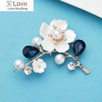 Wuli &Baby Shell Plum Blossom Flower Броши для женщин Свадебные офисные броши-булавки Новогодние украшения Подарки красный