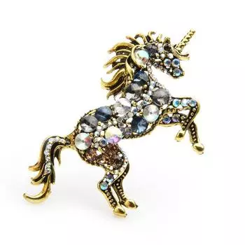 Wuli & Baby со стразами, броши в виде единорога, женские сплава, лошади, животные, свадебные банкетные броши, подарки на Новый год