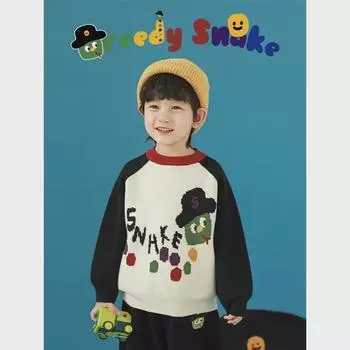 Wulibuyi 2025 Мальчики Длинный рукав мультяшный змея свитер – Теплый зимний трикотаж 140cm