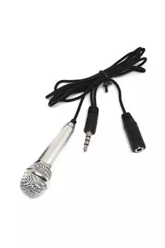 wumio Mini Microphone for Earphone Video Simple Smartphones, Silver, 3.5mm Jack, App, Karaoke, Small, Android, Call, Shooting, Meeting, YouTube,
