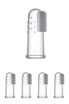 wumio Pet Finger Toothbrush Set of 5 Silicone Finger Cot Soft Oral Care Toothbrushing for Small Medium Large Dogs Periodontal Disease Prevention