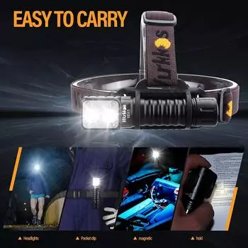 Wurkkos HD15 Налобный фонарик с двумя светодиодами LH351D SST20 Перезаряжаемая батарея 18650 в комплекте с обратной зарядкой black чёрный