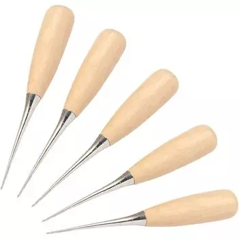 WUTA leather craft awl tool leather hole punch tool sewing punching hole manufacturer stitch over stitch wood handle 5 packs