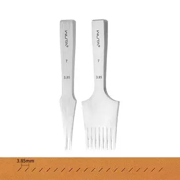 WUTA Sharp French Style Iron Cocking Chisel All Polish Punching Tool Front Side 2 Tooth Kit 8 Зубьев, 3,85 мм +