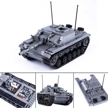 WW2 Германия Штурмовая артиллерия Строительные блоки Военный танк Армия Солдат Фигурки Оружие Транспорт Модель MOC Кирпичи Игрушки