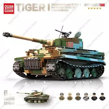 WW2 Германия Военный Тигр King I Тяжелый танк Строительные блоки Вторая мировая война Модель Классика Армия Солдаты Оружие Кирпичи Игрушки Подарки