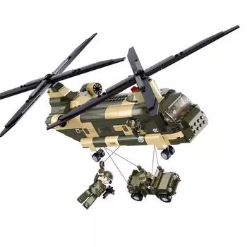 WW2 США Boeing CH-47 Chinook Helicopte Bricks Наборы классических моделей оружия Детские игрушки, совместимые с Lego