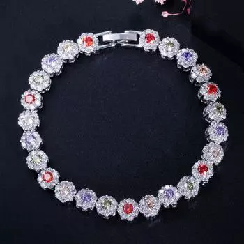 WWJ 3 варианта цвета Теннисный браслет с кубическим цирконием разноцветный