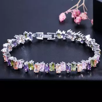 WWJ 9 вариантов цвета Теннисный браслет золотого цвета с багетом и кубическим цирконием золотой