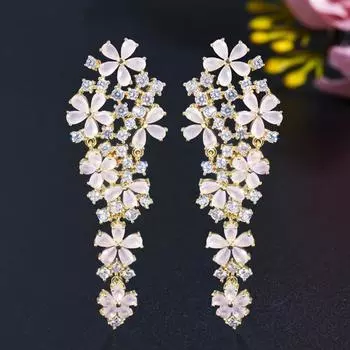 WWJ черные золотые украшения с кубическим цирконием, длинные серьги-капли разноцветный