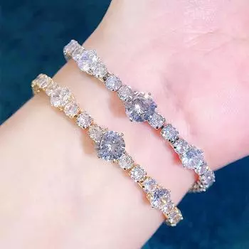 WWJ Classic женские украшения для рук аксессуары блестящие кубические цирконии цепочка теннисный браслет простые повседневные украшения для вечеринок подарок золотой