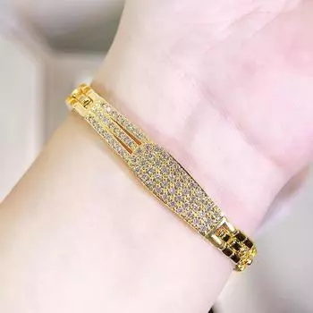 WWJ Элегантный этнический стиль Золотой тонкий блестящий CZ циркон теннисный браслет женские свадебные помолвки ювелирные изделия аксессуары золотой