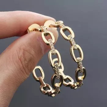 WWJ классические золотые ювелирные изделия с инкрустацией цирконием, круглые серьги-кольца золотой