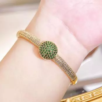 WWJ Классический золотой круглый браслет с инкрустацией из тонкого циркония, европейская женская мода, аксессуары для банкета, помолвки и вечеринки золотой