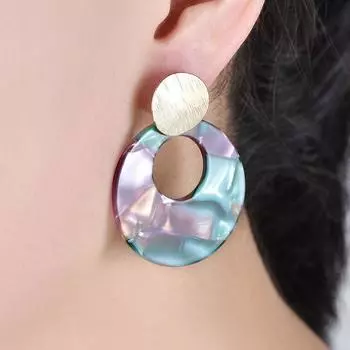 WWJ Корейские модные круглые разноцветные серьги-капли для девочек бежевый