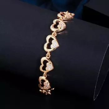 WWJ корейский стиль браслеты в форме сердца с кубическим цирконием браслеты золотой