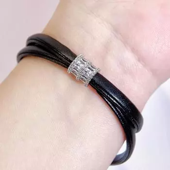 WWJ кожаный браслет CZ циркон регулируемый браслет мода корейская версия женской индивидуальности ювелирные изделия для рук аксессуары серебряный