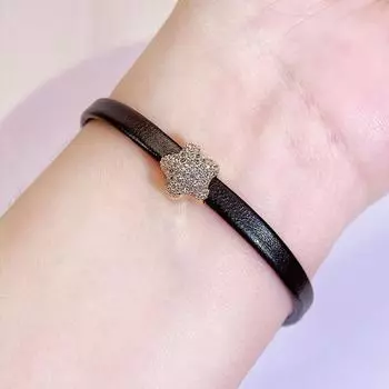 WWJ кожаный браслет с золотой звездой CZ циркон регулируемый браслет модный корейский вариант женской индивидуальности ювелирные изделия для рук аксессуары золотой