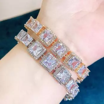 WWJ легкий роскошный и элегантный золотой серебристый циркониевый теннисный браслет классический индивидуальный универсальный женская одежда и ювелирные изделия ювелирные изделия золотой