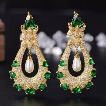 WWJ микро-асфальтированные крошечные блестящие серьги-капли с цирконом, великолепные свадебные серьги с сердечком и CZ, ювелирные изделия изумрудный