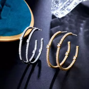 WWJ модные женские серьги-кольца с круглым кругом с микро прокладкой из кубического циркония, большие серьги-кольца серебряного цвета, ювелирные изделия в подарок золотой