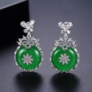 WWJ натуральный зеленый цирконий ювелирные изделия подарочные серебряные серьги-капли цвета изумрудный