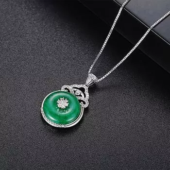 WWJ Нежное круглое колье с подвеской из зеленого циркония изумрудный