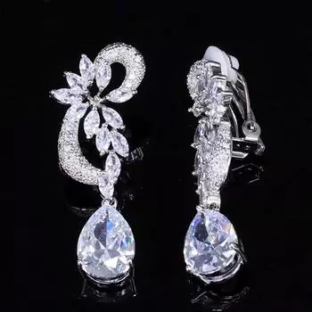 WWJ Нежные ювелирные изделия для выпускного вечера висячие серьги зажимы для ушей для женщин синий