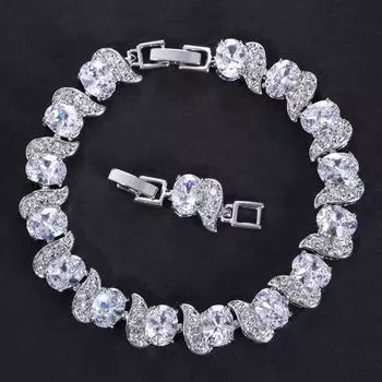 WWJ Потрясающие женские модные ювелирные изделия высшего качества, прозрачный белый браслет с кубическим цирконием белый