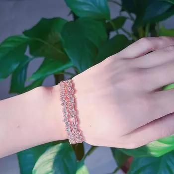 WWJ регулируемый размер, модный брендовый браслет в форме багета с кубическим цирконием, браслет-манжета для женщин розового золота