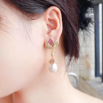 WWJ Ретро Дворцовый Стиль Листья Искусственный Жемчуг Подвеска Серьги Женщин Барокко Вечеринка Темперамент Универсальные Ювелирные Изделия золотой