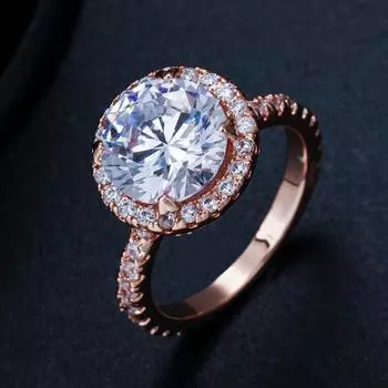WWJ Роскошные большие круглые ювелирные изделия розового золотого цвета со сверкающим кубическим цирконием 6 розового золота