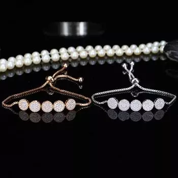 WWJ Стильный браслет с подвеской из циркона, регулируемые браслеты-цепочки для женщин розового золота