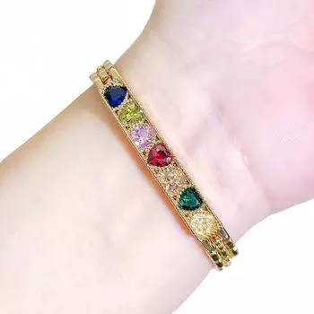 WWJ Sweet love цвет циркон полый модный дизайн браслет вечеринка День святого Валентина дамы золотые украшения золотой