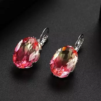 WWJ Уникальные разноцветные серьги-гвоздики с кубическим цирконием розовый