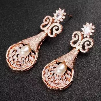 WWJ уникальные серьги-капли в форме бабочки цвета розового золота, вечерние украшения для женщин розового золота