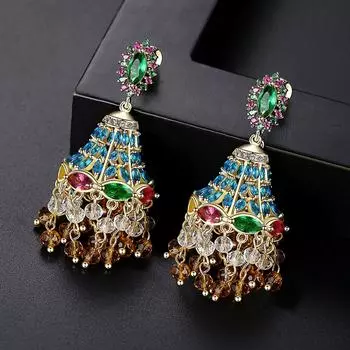 WWJ Винтажные украшения ручной работы с колокольчиками и бисером, длинные серьги с кисточками разноцветный