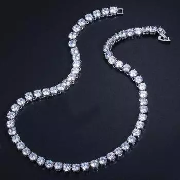 WWJ Высокое качество с кубическим цирконием, вечерние украшения, круглые колье-чокеры, ожерелья для свадебного платья, аксессуары белый