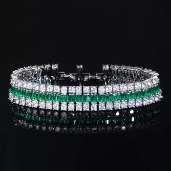 WWJ Высококачественный круглый и квадратный зеленый браслет с кубическим цирконием, большие браслеты белый