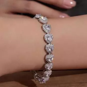WWJ Высший сорт Белый циркон в форме сердца Свадебные теннисные браслеты Браслет-подвеска Изготовление ювелирных изделий Подарки Сердце