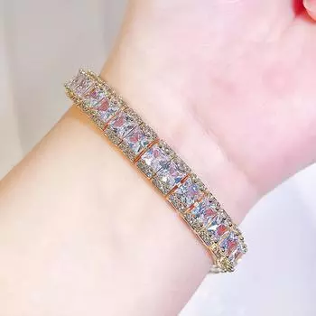 WWJ высококачественный классический теннисный браслет золотистого и серебристого цвета с полупрозрачным цирконием, аристократичные простые и универсальные украшения для женщин золотой