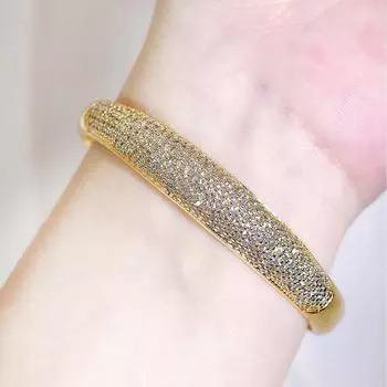 WWJ высококачественный свадебный золотой браслет с тонким сверкающим кубическим цирконием королевское сокровище ювелирный подарок золотой