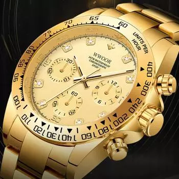 WWOOR модные деловые водонепроницаемые мужские часы со светящимися иглами мужские часы со стальным ремешком