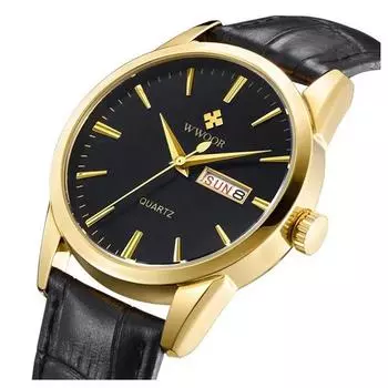 WWOOR Мужские наручные часы Модные мужские кожаные роскошные товары 01, корейские популярные часы