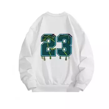 WY23 Fashionable Printed Top, Autumn and Winter Casual Sportswear, Cotton Sweatshirt M белый