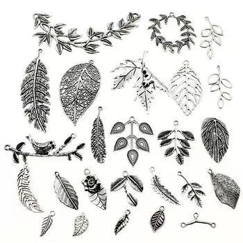 WYISYWG 30 грамм подвески для изготовления ювелирных изделий в виде листьев и веток, случайные для DIY ювелирных изделий, ручная работа, ремесло K1294 античный бронзовый