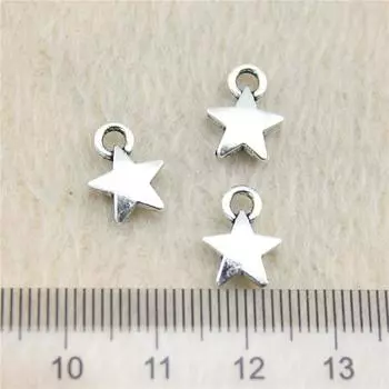 WYISYWG 40 шт. подвески для браслетов звезда 9 мм серьги компоненты для женщин ювелирные изделия B13091 античный серебряного