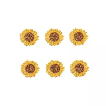 вышивка утюгом на заплатке животное нашивка на липучке утюг аппликация Модный (подсолнух малый 6 шт. — набор)