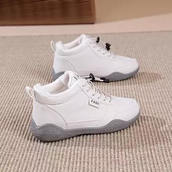 высокие белые туфли из бархата женские зимние новые корейские версии спортивная обувь универсальные студенческие женские хлопковые туфли MP 35