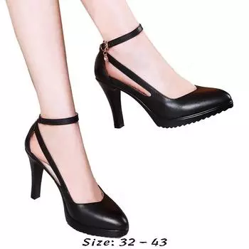 высококачественные кожаные туфли для женщин каблук 8 см платформа острый носок 32 33 42 43 элегантные и модные туфли черный красный белый 33 чёрный